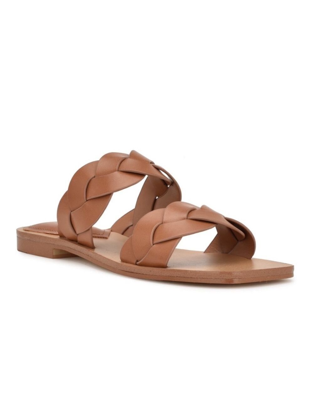 Nine West Royal Flat Slip On Dark Natural Tan Braided Sandal Women’s Size 5.5